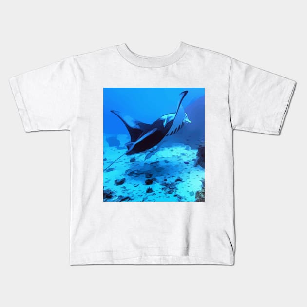 Manta ray in Bora Bora Kids T-Shirt by WelshDesigns